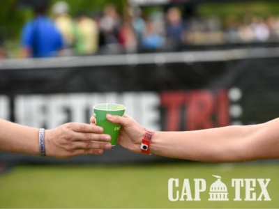 Hydrating on the CapTex Tri course!