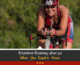 Cyclist smiles for the camera while riding her bike. Text on design reads Triathlon Training After 40: What You Need to Know. Learn more at https://captextri.com/triathlon-training-after-40/
