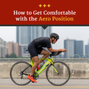 Cyclist rides in the aero position on the S. 1st St. Bridge during the 2021 CapTex Triathlon. Text on design reads How to Get Comfortable with the Aero Position. Learn more at https://captextri.com/get-comfortable-aero-position/