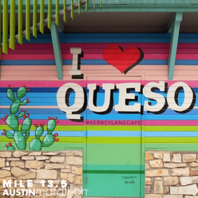 Image of the I Heart Queso mural in Austin.
